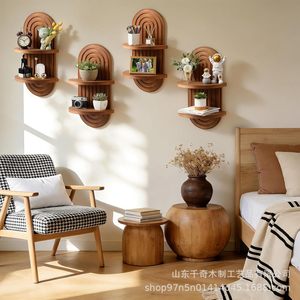 Wooden <b>Wall</b> <b>Mounted</b> <b>Shelf</b> Arched Design 2 Tier For Home Decor Display <b>Shelves</b> - Product Image 1