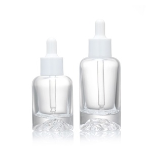 Botella de Vidrio con Gotero de Fondo <span class=keywords><strong>Volcánico</strong></span> Grueso, Venta al por Mayor, 30ml 1oz, Botellas de Vidrio de Lujo, Nuevo Estilo, Botella de Vidrio Transparente para Suero - Product Image 3