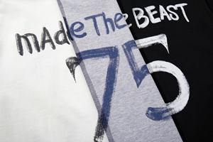 OEM 复古学院风涂鸦灰色短袖针织T恤男式超大宽松时尚图案常规袖 - Product Image 5