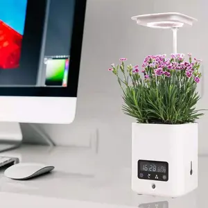 Pot de fleurs multifonction pour l'intérieur, avec haut-parleur de calendrier, humidificateur avec lampe de bureau, purificateur d'air