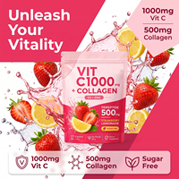 OLLI OEM Vitamine C 1000mg Tripeptide Collageen Poeder D3 Zink Aardbei-Limonade Smaak Enkelvoudige Sachet Beauty Drink Poeder