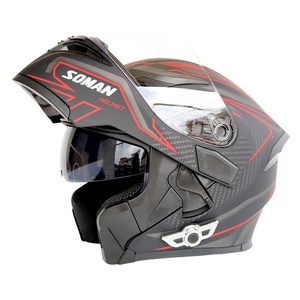 Intercomunicador inteligente abatible hacia arriba para motocicleta, casco con doble lente, M/L/XL/XXL, aprobado por puntos, inalámbrico, color azul - Product Image 3
