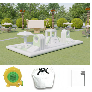 Almohadilla inflable blanca para salpicaduras con soplador, piscina para salpicaduras al aire libre, equipo de juegos suaves para juegos infantiles con piscina tobogán para Fiesta infantil, 20 pies - Product Image 3