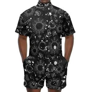 Cool Star Moon Design Shirt Set Dropshipping Polyester Short-Sleeved Soft Clothing Casual Comfortable Breathable Shirt Set