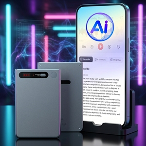 Grabadora de Voz con IA Recman de 64 GB con Formato <span class=keywords><strong>MP3</strong></span>, Aleación de Aluminio, 84 Horas de Duración de la Baterí<span class=keywords><strong>a</strong></span>, Traducción de Voz <span class=keywords><strong>a</strong></span> Texto en 116 Idiomas - Product Image 1