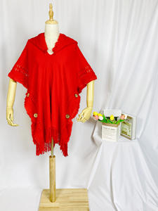 Femme Vintage <span class=keywords><strong>Plaid</strong></span> Tricoté Tassel <span class=keywords><strong>Poncho</strong></span> Châle Cape Bouton Cardigan Avec <span class=keywords><strong>Capuche</strong></span> - Product Image 3