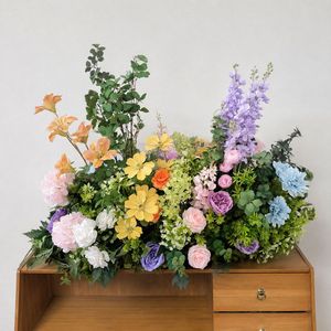 Arrangements floraux artificiels modernes, tiges de verdure violette, décorations de centre de table de mariage, décorations de fêtes, fleurs de sol pour mariage - Product Image 5