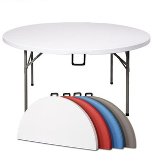 <span class=keywords><strong>Table</strong></span> ronde <span class=keywords><strong>pliante</strong></span> robuste en HDPE <span class=keywords><strong>de</strong></span> 65 pouces avec structure en acier <span class=keywords><strong>de</strong></span> 5 pieds pour la restauration en plein air, les mariages, les banquets et les fêtes - Product Image 3
