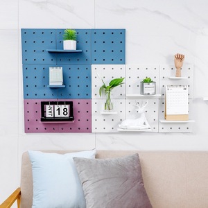 Étagère murale perforée avec étagères pour cuisine, salon, dortoir, rangement – Blanc, Gris, Beige, Rose, Bleu, Violet, Écologique - Product Image 3