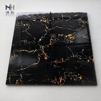 Offre Spéciale : Carreaux de Porcelaine Émaillés 600x600mm, Aspect Marbre Noir Doré Orange veiné, Haute Brillance, pour Sol de Villa et Hôtel