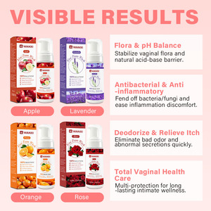 Mousse nettoyante intime à la lavande, pomme et <span class=keywords><strong>rose</strong></span>, très bien cotée, antibactérienne, équilibrée en pH, convient à tous les types <span class=keywords><strong>de</strong></span> peau intime, nettoyage en profondeur, apaisante, hydratante - Product Image 2