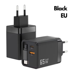Cable Tipo C Retráctil de 65W con Enchufe Americano Plegable para Carga Rápida de Teléfono y Laptop, <span class=keywords><strong>Precio</strong></span> de Fábrica OEM - Product Image 1