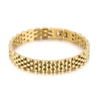 Pulsera de Joyería de Moda Tipo Correa de Reloj con Eslabones de Acero Inoxidable 316 Chapado en Oro de 18K para Mujer y Hombre