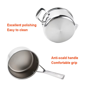 Casserole GETWICK en titane pur, acier inoxydable triple couche, antiadhésive, compatible induction, couvercle en verre trempé, design européen - Product Image 6