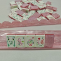 Set Permainan Mahjong Portabel Ramah Lingkungan 4 Pemain, Akrilik Tiga Lapis, Bubuk Mutiara Berkilau Gaya Amerika Terbaru, 172 Kartu