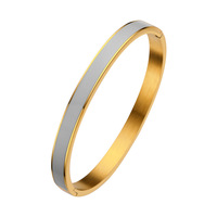 Bracelet marque de luxe en acier inoxydable plaqué or, pour femme, bijou classique, tendance, rouge, jaune, époxy, respirable, manchette, offre spéciale