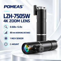 Objectif zoom 4K 0,68x-5,0x, distance de travail 80 mm, capteur 1 pouce, monture C pour inspection industrielle par vision artificielle LZH-7505W