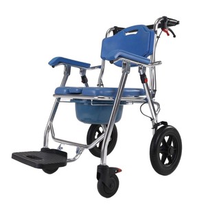 Chaise de toilette pliante en alliage d'aluminium pour personnes âgées et handicapées, usage hospitalier, avec grandes roues et rembourrage en mousse - Product Image 4