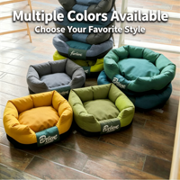 Lit pour animaux de compagnie moderne et écologique avec coussin amovible facile à nettoyer, imprimé carré pour chiens et chats de petite et moyenne taille