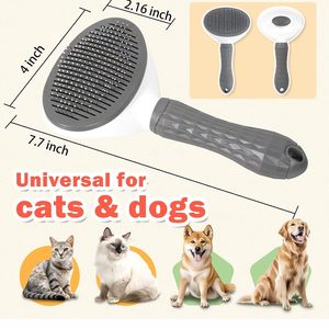 Wholesale Self-Cleaning Deshedding Grooming Tool Comb Dog TPR ABS Stainless Steel Modern Small Style Sustainable <b>Pet</b> Hair - Product Image 1