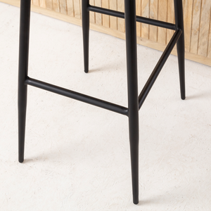 Modern Industrial Style Brown Leather Bar Chair with Strong Black Metal Frame and <b>Cushioned</b> Upholstered Seating for Home Bar - Product Image 5