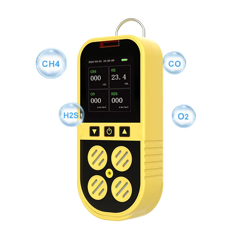 Gas Detector Sạc Di Động 4 Trong 1 Gas Clip 4-Gas Monitor Meter Tester Analyzer Ánh Sáng Âm Thanh Sốc