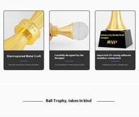 Trophées et médailles de basket-ball en métal bronze doré personnalisé pour les événements sportifs Trophée de basket-ball et de football