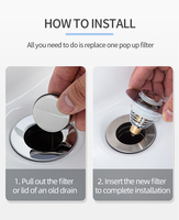 Filtro de desagüe universal de acero inoxidable para lavabo con tapón emergente y atrapapelos, para baño, Reino Unido