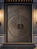 Porte de Villa Géante Odyssey, Porte d'Entrée Double pour Maison Autoconstruite en Zone Rurale, Nouvelle Porte en Aluminium Coulé sur Mesure de Style Chinois, Anti-effraction