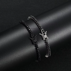 Black Tennis <b>Bracelet</b> 2.5mm3 Claw <b>Copper</b> Zircon Black Tennis Chain Tanjing Fashion Lijing Necklace - Product Image 1