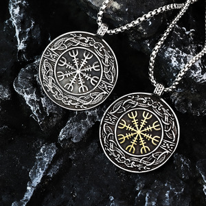 yunnique Nordic Retro Men's Stainless Steel Viking <b>Compass</b> Pendant Necklace Snowflake Design Gift Jewelry - Product Image 2