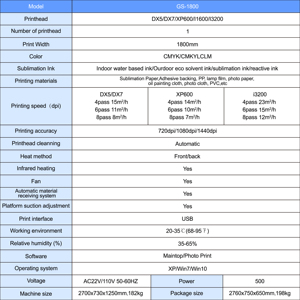 Imprimante numérique <span class=keywords><strong>grand</strong></span> <span class=keywords><strong>format</strong></span> 1,8 m pour <span class=keywords><strong>textile</strong></span> industriel, tissu jersey, impression de drapeaux, sublimation par transfert d'encre pour Epson I3200 - Product Image 2