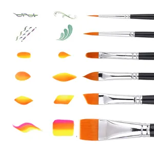 Manufacturer cheap 6pcs artist price natural bristle 3inch paint round water color 2.5 angle painting brush set