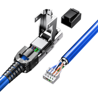 SAMZHE 1 unidad Conector de cable Cat8 blindado STP 8P8C RJ45 Modular sin herramientas Conector Keystone Jack Cat8 Conector LAN RJ45