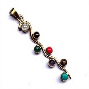 Silver Plated Alloy Tree Shape Pendant 7 Color Gemstones Bezel Set Bohemian Vintage Style <b>Charm</b> Unisex Jewelry Gift 7 Chakra - Product Image 1