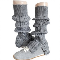 Chaussettes molletonnées grises printemps automne hiver, leggings chauds blanc laiteux JK, genouillères noires en tricot fendues pour femme, usage quotidien en acrylique