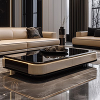Ensemble de meubles flottants de luxe moderne en bois et marbre pour salon et chambre : meuble TV et table basse – Dernier design