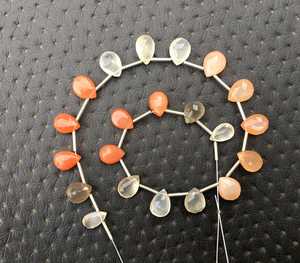 Alta calidad 20 piezas Natural Multi Moonstone facetado forma de pera Briolette cuentas para la fabricación de joyas al por mayor - Product Image 3