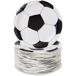 Soccer Party Supplies Football Paper Plates Disposable Tableware Set for Birthday Sports Party Decorations