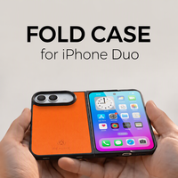 Étui de téléphone pliable REALIKE iPhone Duo, logo personnalisé en relief, étui de téléphone en cuir PU mince et résistant aux chocs de luxe pour hommes et femmes