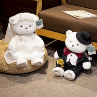 Robe de mariée en peluche brodée mignonne poupée ours cadeau de poupée de lancer de mariage festif pour les filles