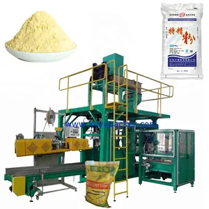 Automatic 10-50kg wheat flour pp woven bag packing palletizing machine line