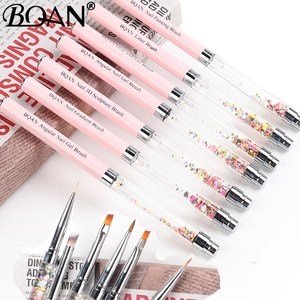 Pinceau à ongles <span class=keywords><strong>BOAN</strong></span> avec manche rose pailleté, pinceau à ongles pour liner, pinceau rond pour gel de manucure - Product Image 1