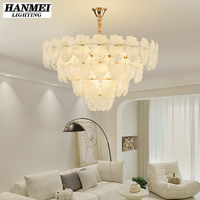 Lustre en verre à pétales moderne et luxueux, luminaire suspendu romantique pour salon et restaurant