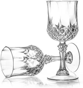 Copas de vino de cristal de plástico con vástago, 4 envases