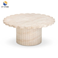 Table basse en marbre travertin beige naturel au design moderne, personnalisée pour la décoration du salon à la maison, pour villa