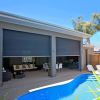 Cortina Impermeable para Pérgola de Jardín, Cortinas Ajustables con Control Remoto, Protección Solar, Duraderas, Impermeables, con Cierre Enrollable