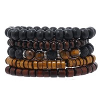 Bracelet de fil élastique Offre Spéciale de haute qualité pour hommes Bracelet de perles en bois Bracelet de perles de coquille de noix de coco accessoires de mode
