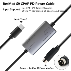 Câble de charge pour voiture avec port rond à 3 broches Type-C PD, compatible avec le chargeur de batterie externe mobile <span class=keywords><strong>ResMed</strong></span> <span class=keywords><strong>S9</strong></span> CPAP - Product Image 3