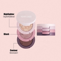 Palette de maquillage professionnelle 3 niveaux, étanche, végane, haute pigmentation, haute qualité, avec fard à joues, teinte, bronzer et fard à paupières, personnalisable